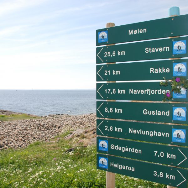 Bilde av et skilt på Mølen i Vestfold